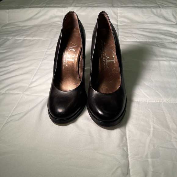 AGL Black Leather pumps with ombré lucite Heels - Picture 1 of 4